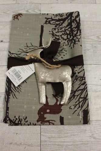 TAG Evergreen Deer Dishtowel and Ornament Set - New