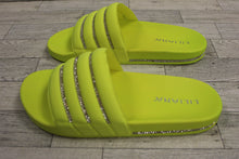 Load image into Gallery viewer, Liliana Magnolia Neoprene Slides Flipflops w/ Rhinestones- Size: 9 - Green - New
