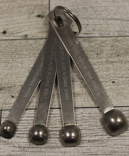 Vintage Measuring Spoons - Tad Pinch, Dash, Smidgen, Stainless Steel - Used