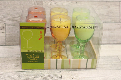 Chesapeake Bay Set of 6 Mini Wine Glass Candles - New