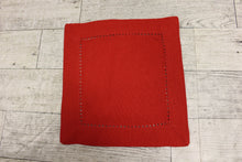 Load image into Gallery viewer, Pack of 12 Hemstitch Cloth Cocktail Napkins - 6 inch - Red - Used