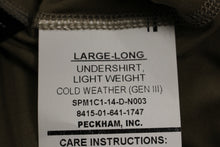 Load image into Gallery viewer, Gen III Lt Wt Cold Weather Long John Shirt - Large Long - 8415-01-641-1747 - New