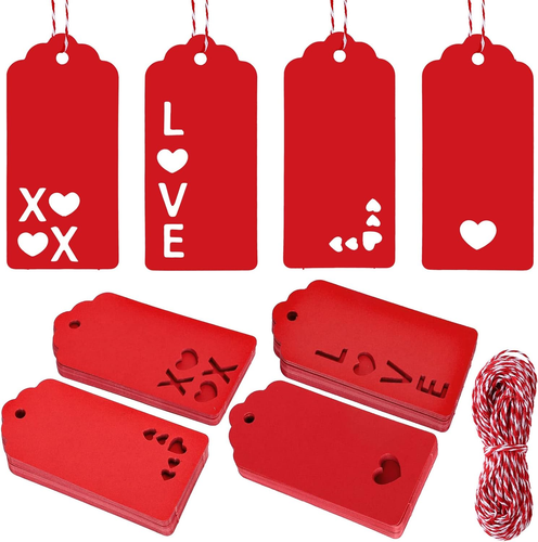 Whaline 120Pcs Valentine Paper Gift Tags - Heart Love XOXO -Wedding Crafts Party
