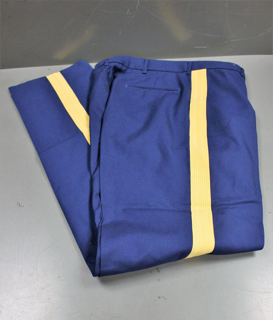 US Army Men's Blue Dress Trousers W/ Yellow Stripe - Size: 35S - Used