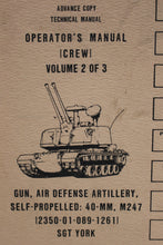 Load image into Gallery viewer, US Army Gun, Air Defense, Artillery, Operator's Manual - Volume 2 - Used