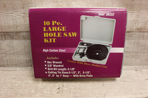 Harbor Freight 10-Piece Hole Saw Kit High Carbon Steel NO. 36222 -New