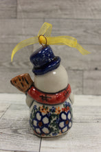 Load image into Gallery viewer, Vena Standing Snowman Ornament - Red Scarf and Snowflakes - 4&quot; Tall - Used