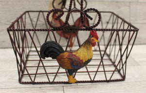 Rooster Chicken Wire Basket Home Farm Decor - New