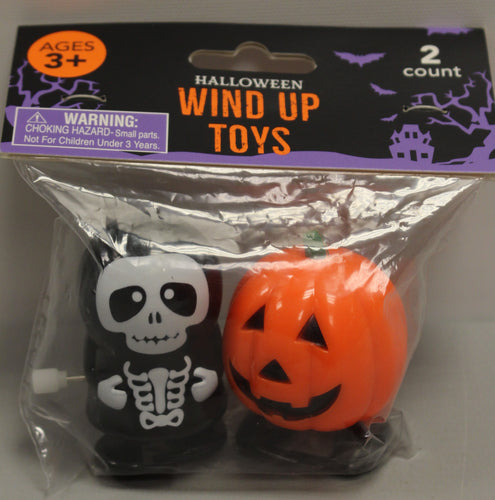 Halloween Wind Up Toys - Pack of 2 - Skeleton & Pumpkin - New
