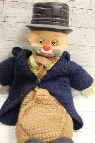 Vintage Homemade Knitted Clown - Used