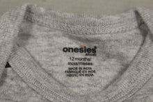 Load image into Gallery viewer, Striped Gray Baby One Piece - Short Sleeve - 12 Months - New