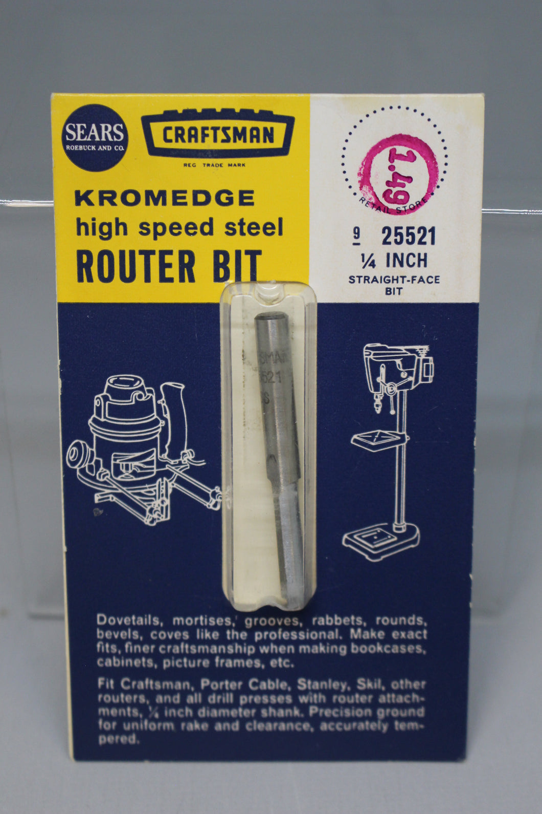 Sears Craftsman Kromedge High Speed Steel Router Bit - 1/4