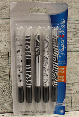 Paper Mate Expressions Retractable Ballpoint Pens - Med Point - Black - 5 Count