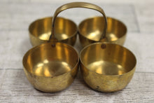 Load image into Gallery viewer, Brass Chowmukh Haldi 4 Bowl Holder - Used