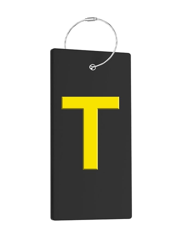 Letter T Luggage Tag Initial Bag Tag - Fully Bendable Tag w/Stainless Steel Loop