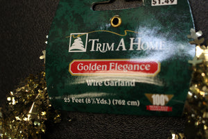 Trim A Home Golden Elegance Wire Garland - 25 Feet (8.5 Yards) - New