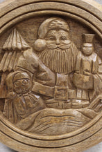 Load image into Gallery viewer, Vintage Hand Carved Wooden Christmas Santa Scene Hanging Plate - Used