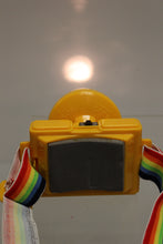 Load image into Gallery viewer, Vintage LUX Head Lamp - Yellow with Rainbow Strap - Used