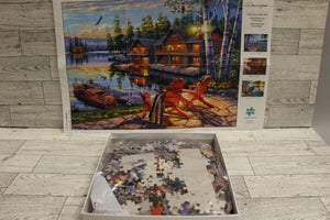 Buffalo Games Darrell Bush LOON LAKE 1000 Piece Puzzle - 26.75" x 19.75" - Used