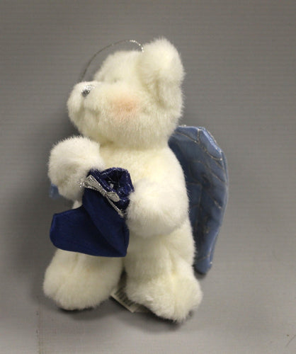 Russ Bear Angel with Heart Christmas Ornament- Plush - 6