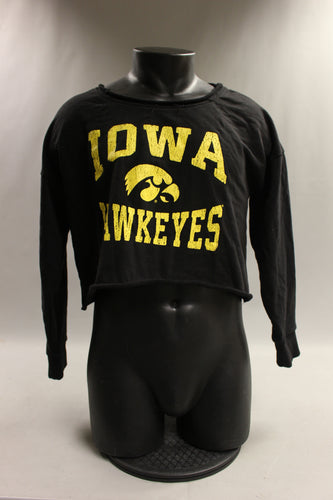 IOWA HAWKEYES Long Sleeve Cropped Sweatshirt - Large - Used