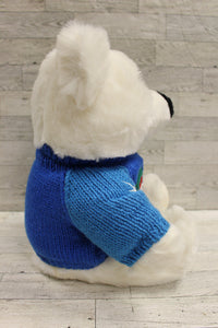 Christmas Plush Bear with Snowman Sweater - 13" Tall - Used