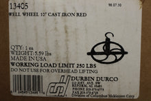 Load image into Gallery viewer, Durbin Durco 10" Cast Iron Pulley Well Wheel - 13405 - Red - New