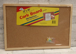 12" x 18" Cork Board with Wood Frame - New