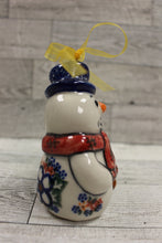 Load image into Gallery viewer, Vena Standing Snowman Ornament - Red Scarf and Snowflakes - 4&quot; Tall - Used