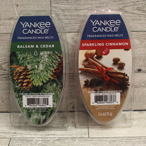 Yankee Candle Set of 2 Wax Melts - Balsam & Cedar and Cinnamon - New