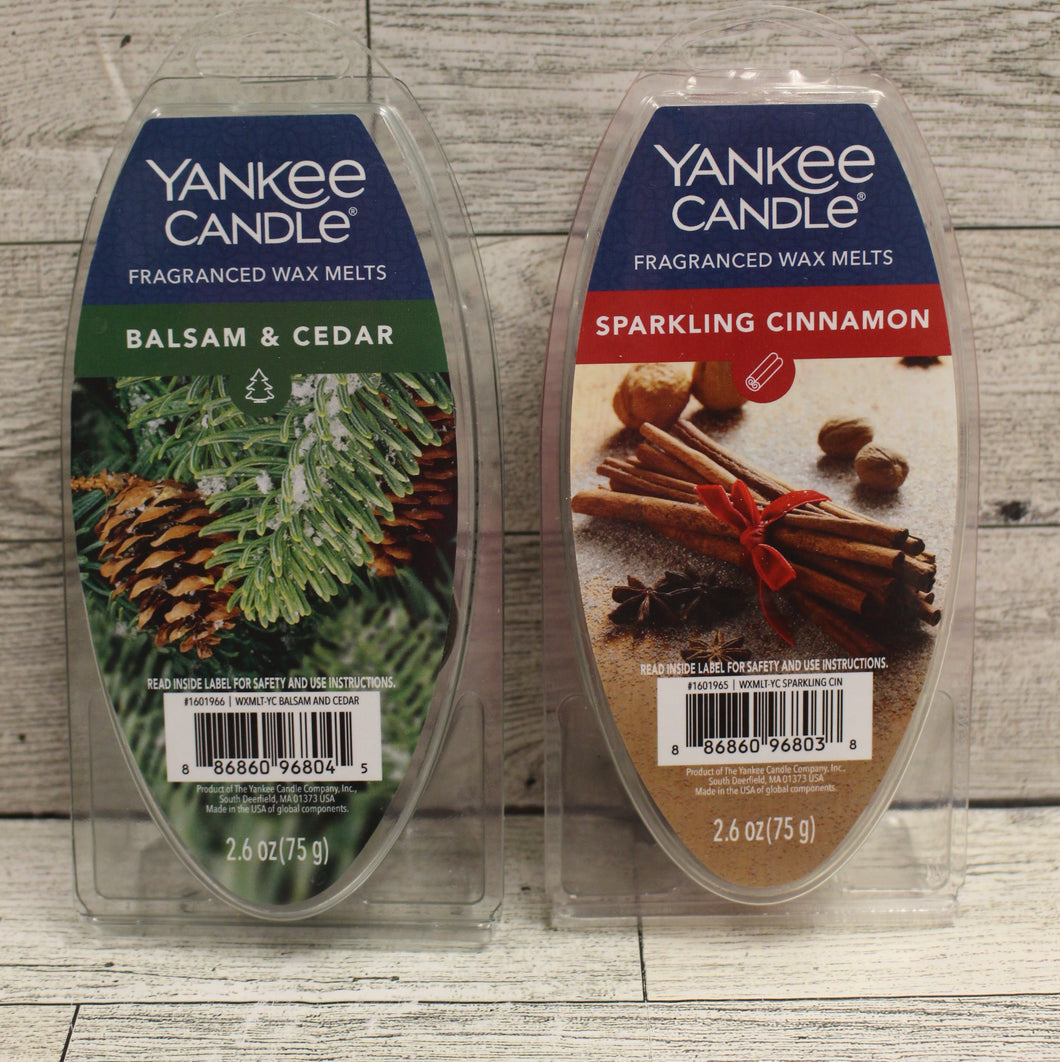 Yankee Candle Set of 2 Wax Melts - Balsam & Cedar and Cinnamon - New