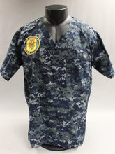 Load image into Gallery viewer, USN Blue Marpat Vietnam Veteran Scrub With Golden Shellback Patch -Used