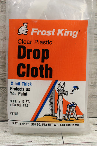 Frost King Clear Plastic Drop Cloth - 9' x 12' - New