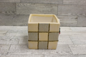 Christmas Santa Ceramic Square Holiday Cube for Candles or Crafts - New