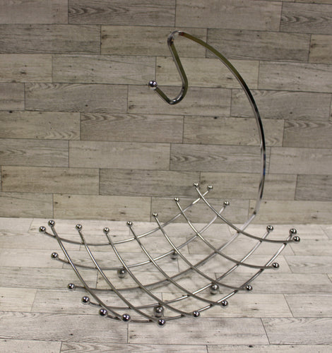 Vintage Modern Chrome Fruit Bowl with Banana Hanger - Used