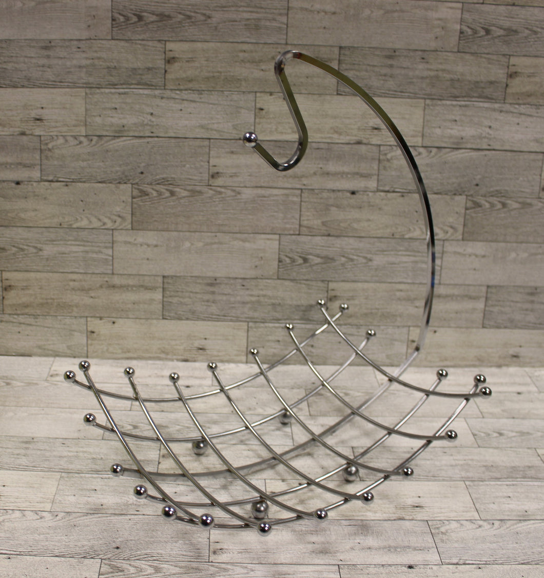 Vintage Modern Chrome Fruit Bowl with Banana Hanger - Used