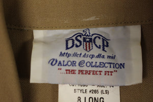 US Army Women's Long Sleeve Dress Shirt - Tan - Not Tuck In - Size: 8 Long - New