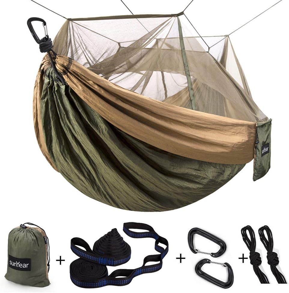 Sunyear Camping Portable Double Hammock with Net 2 Person with 2 x 1
