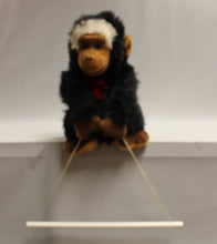 Load image into Gallery viewer, Vintage GOFFA Plush Black Chimpanzee Monkey with Hanging Bar - used