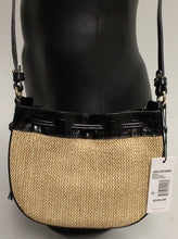 Load image into Gallery viewer, Brahmin Eliana Mini Raffia Drawstring Crossbody Bag - Black Folsom - New