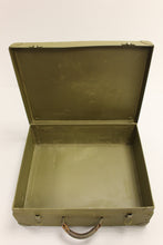 Load image into Gallery viewer, Vintage OD Green Tweed Suitcase with Leather Handle - Used