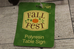 "Harvest" Polyresin Table Sign Decor - Length 9.37" - New