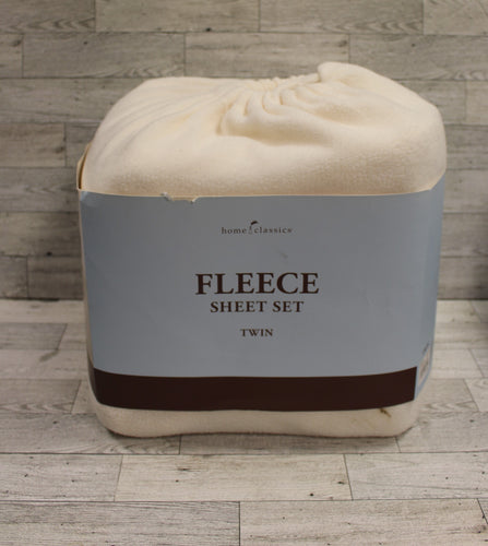 Home Classics Twin Size Fleece Sheet Set - Ivory - New