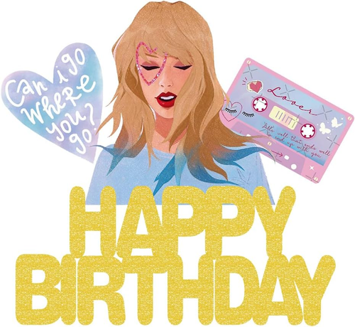 Happy Birthday Taylor Swift Cake Topper - Party Decorations - New