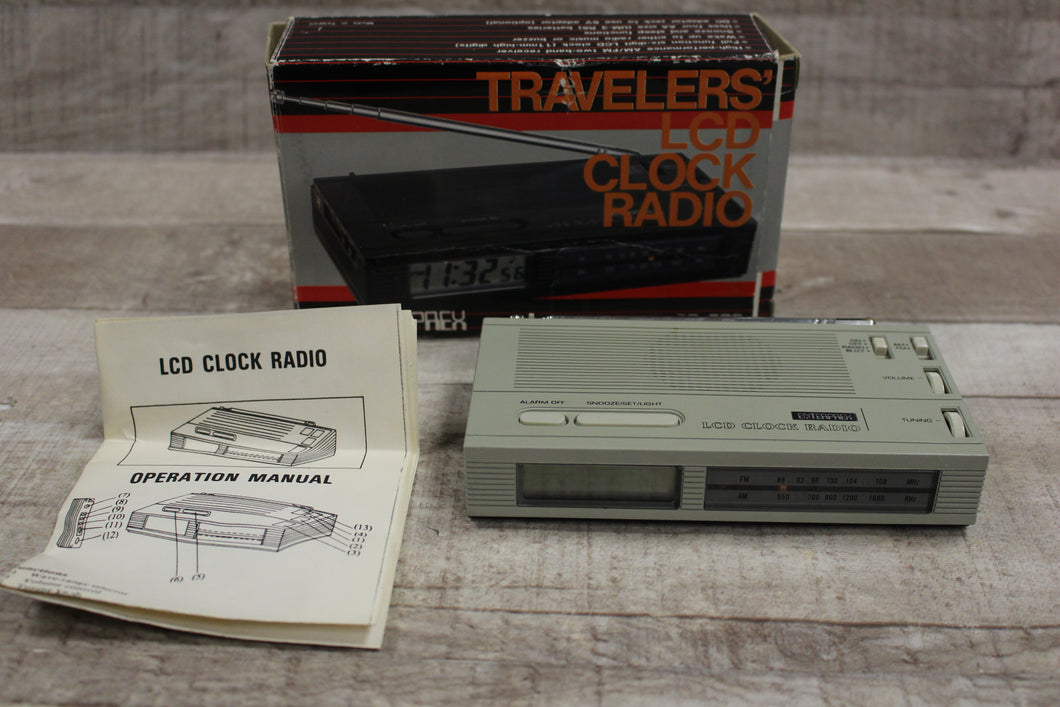 Vintage Enterprex Travel LCD Alarm Clock Radio AM / FM Digital CR-306 -Used