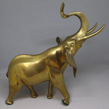 Load image into Gallery viewer, Vintage Solid Brass Elephant Statue Figurine - Made in India - 9.5&quot; T x 10&quot; L