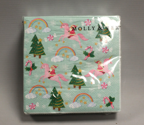 Molly & Rex Santa Unicorn Beverage Napkins - 40 Count - 10