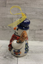 Load image into Gallery viewer, Vena Standing Snowman Ornament - Red Scarf and Snowflakes - 4&quot; Tall - Used