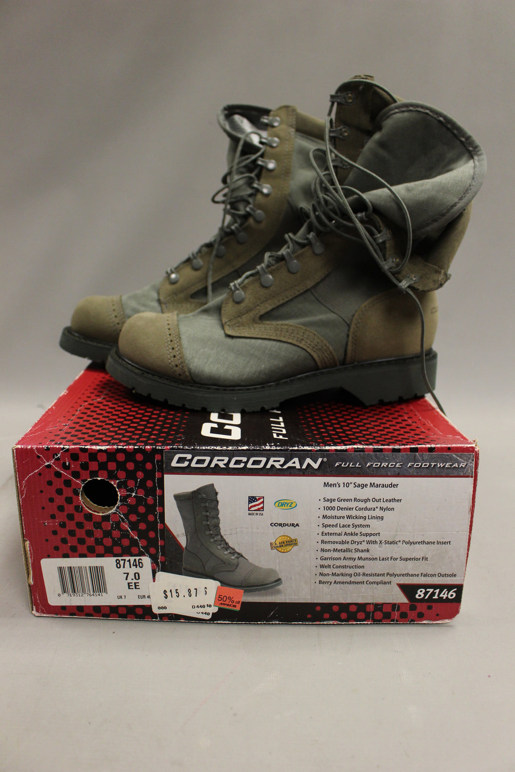 Corcoran Men's Sage Green Marauder Boots - Size: 7.0 EE - New