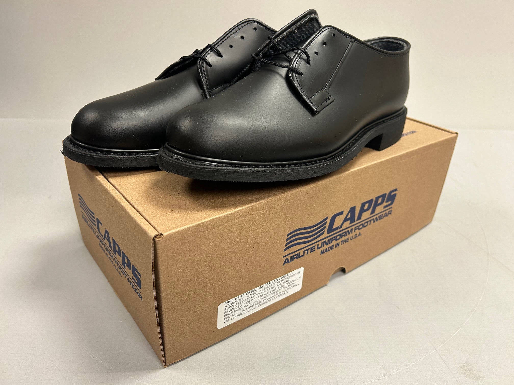 Capps Men's Commander Black Dress Shoes - Choose Size - New Military Steals and Surplus Capps Men's Commander Black Dress Shoes - Choose Size - New Military Steals and Surplus